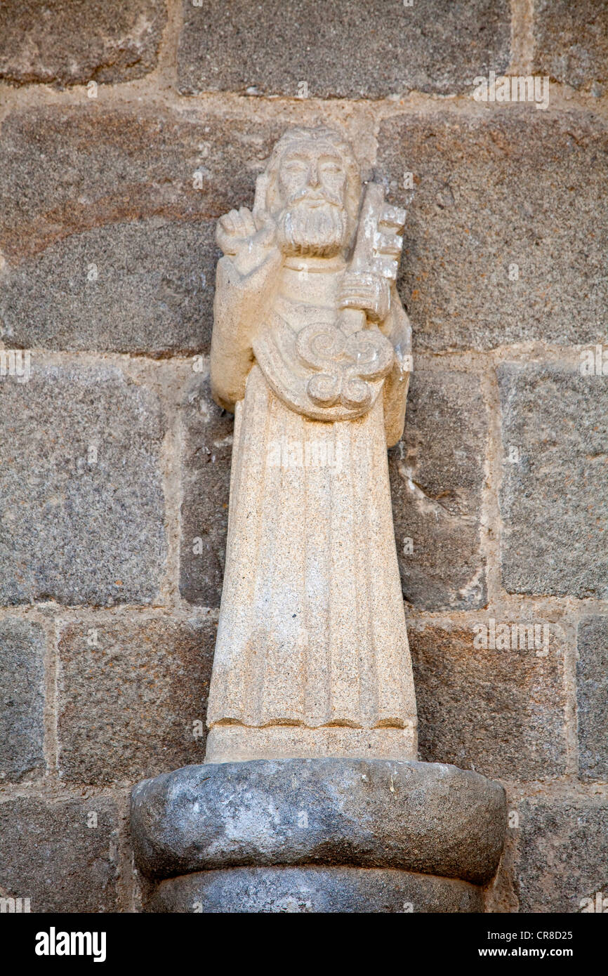 France, Haute Vienne, Le Dorat, collegiate of St Pierre de Dorat, statue Stock Photo