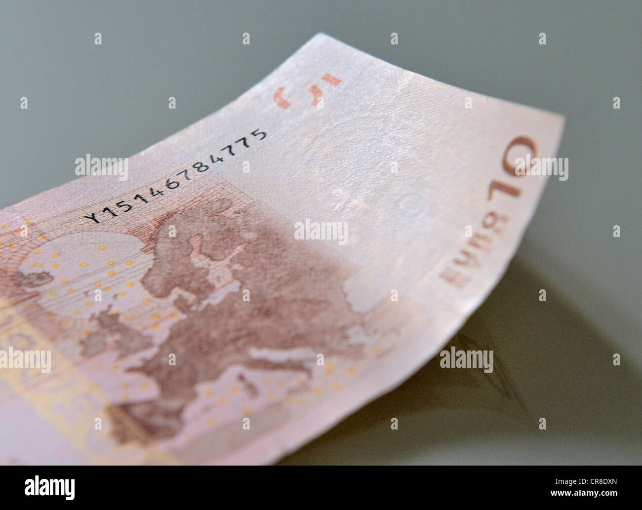 Greek 10 Euro Banknote with the Serial Number Y Stock Photo