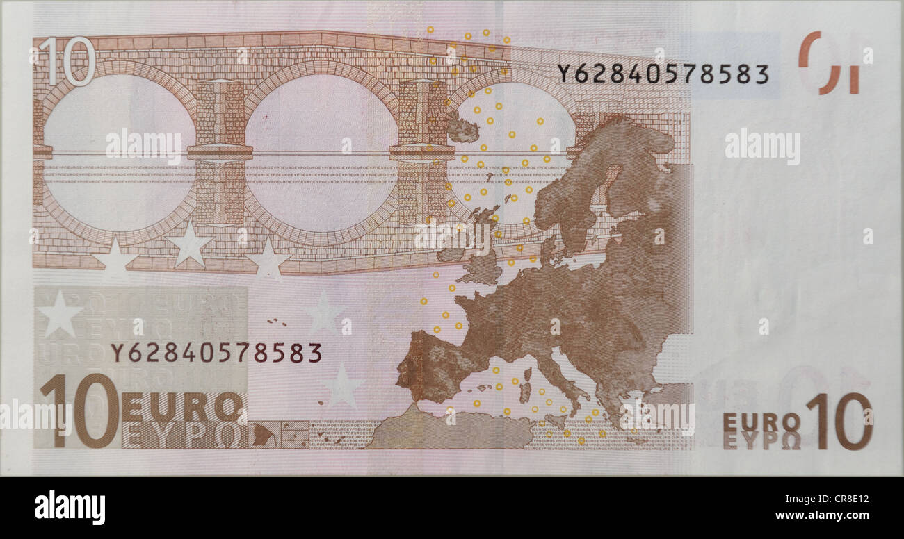 Greek 10 Euro Banknote with the Serial Number Y Stock Photo