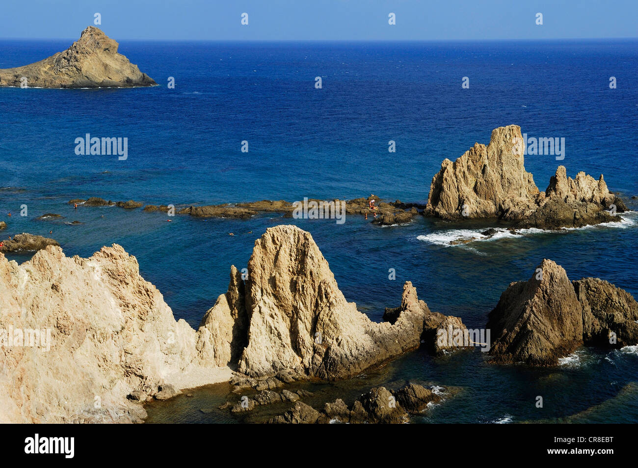Spain, Andalusia, province of Almeria, Cabo de Gata-Níjar Natural Park, the reef of las Sirenas seen from the lighthouse of Stock Photo