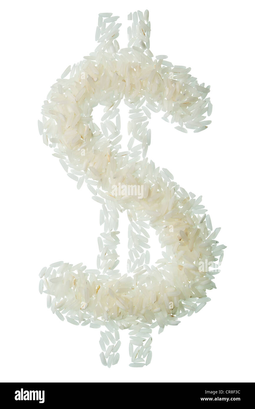 Rice in shape of US dollar symbol Stock Photo