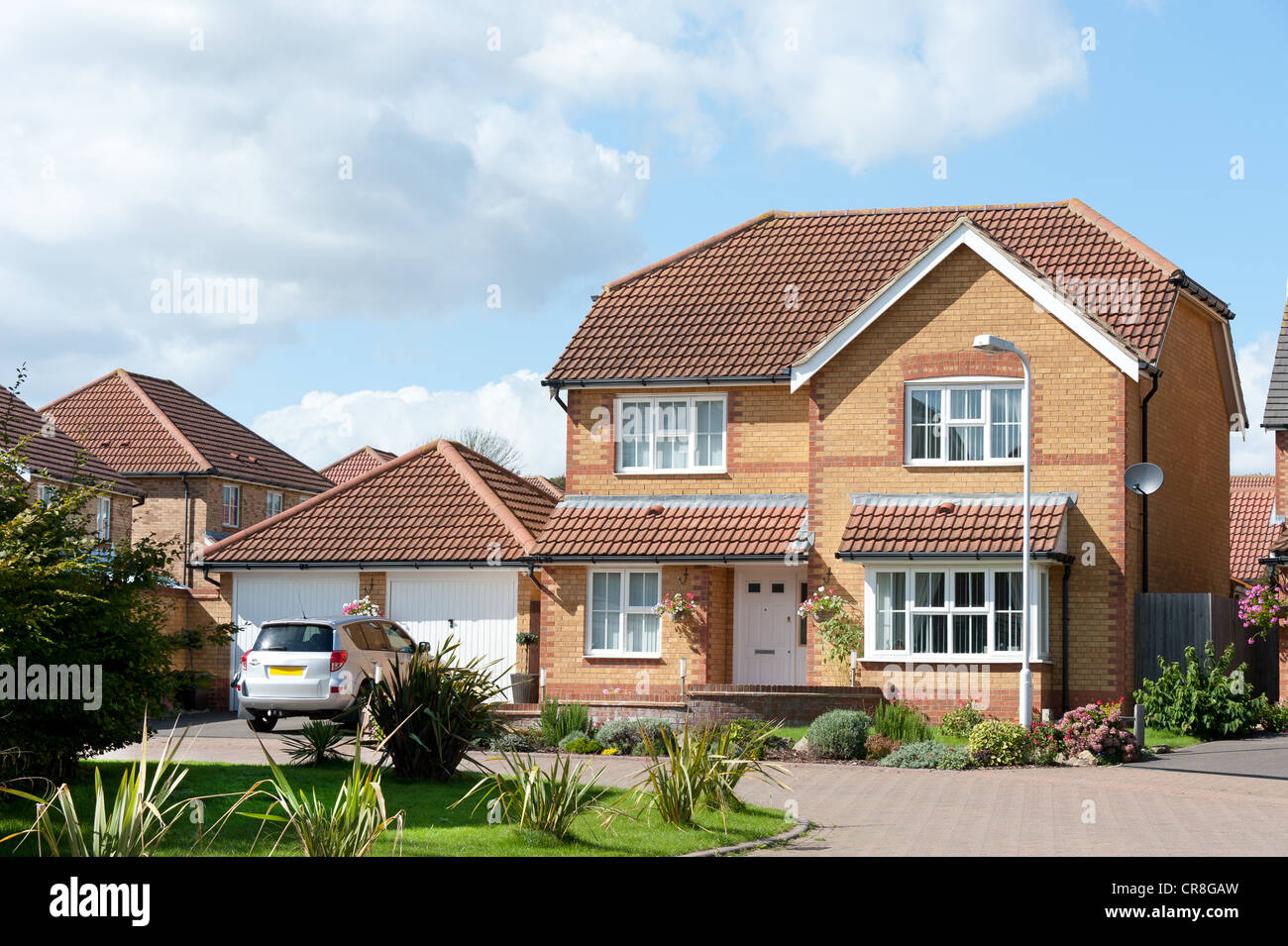 Newly built detached house with double garage -UK Stock Photo