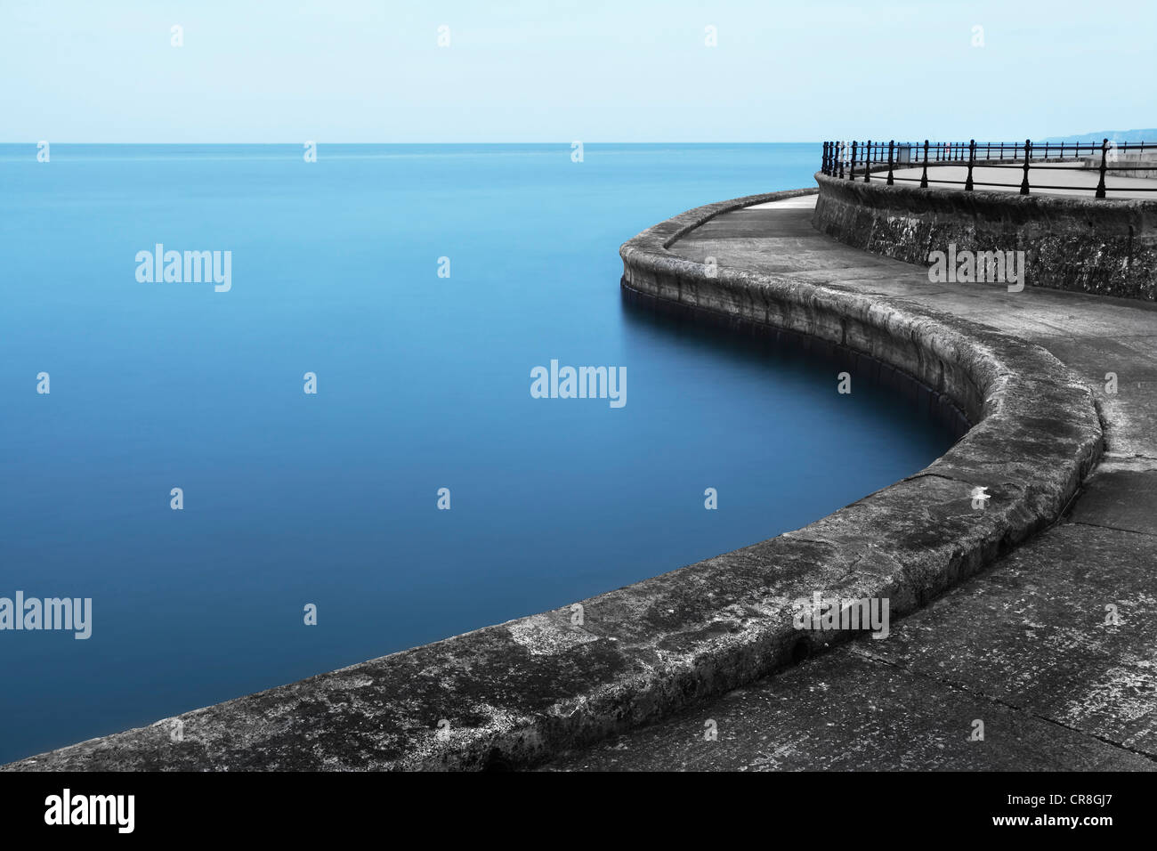 Scarborough promenade on south side late evening with long exposure Stock Photo