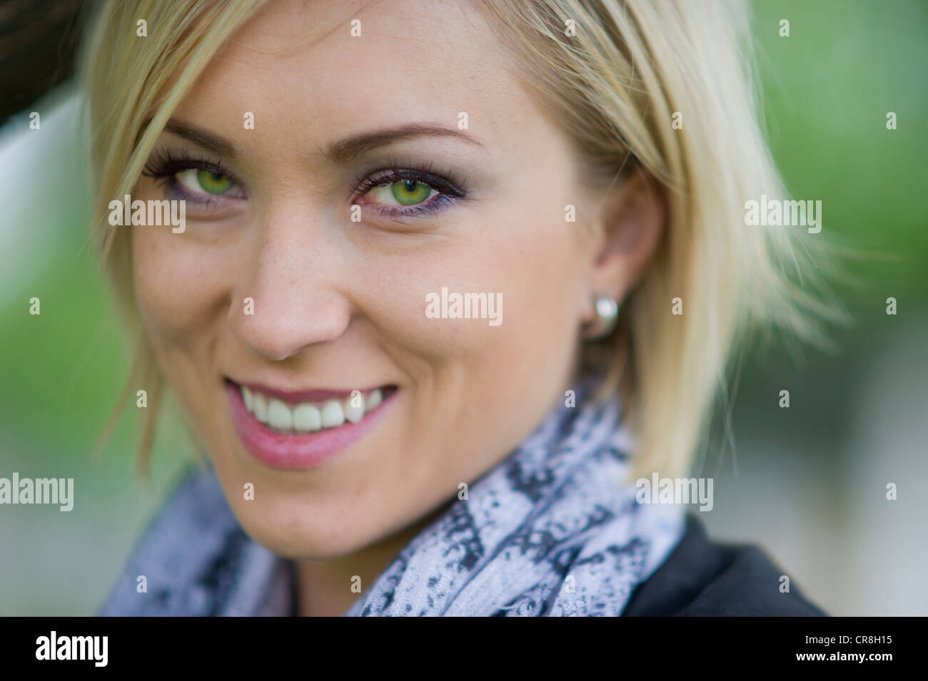 Blonde woman with green eyes Stock Photo