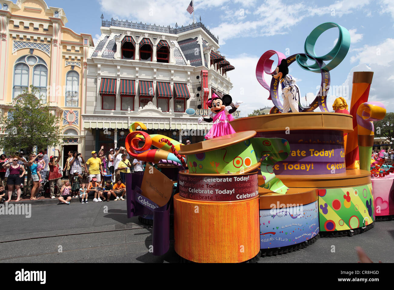 Mickey and Minnie Mouse Float, Disney World, Orlando Stock Photo