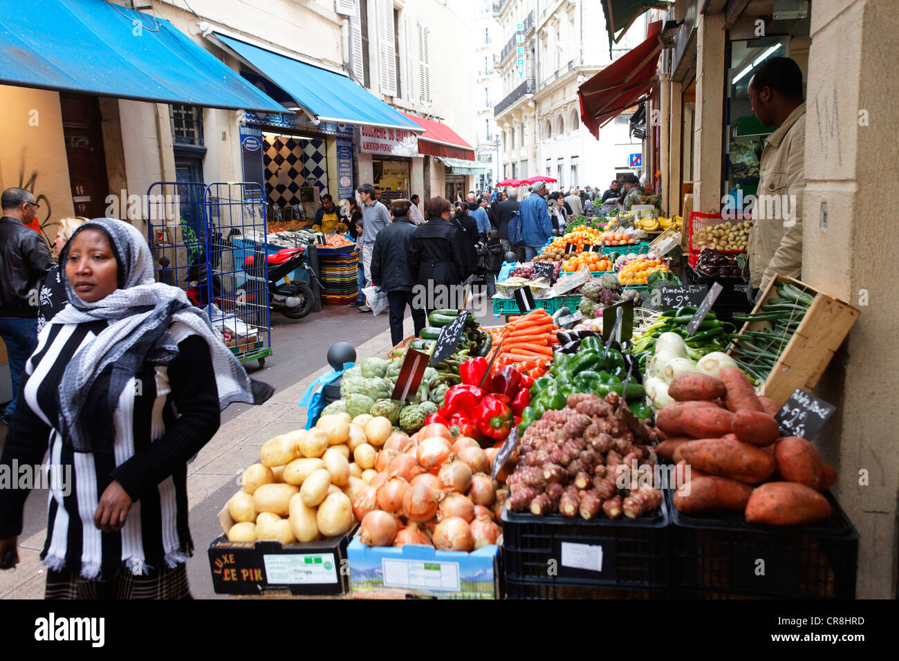 France, Bouches du Rhone, Marseille, rue Longue des Capucins, Capucins market Stock Photo