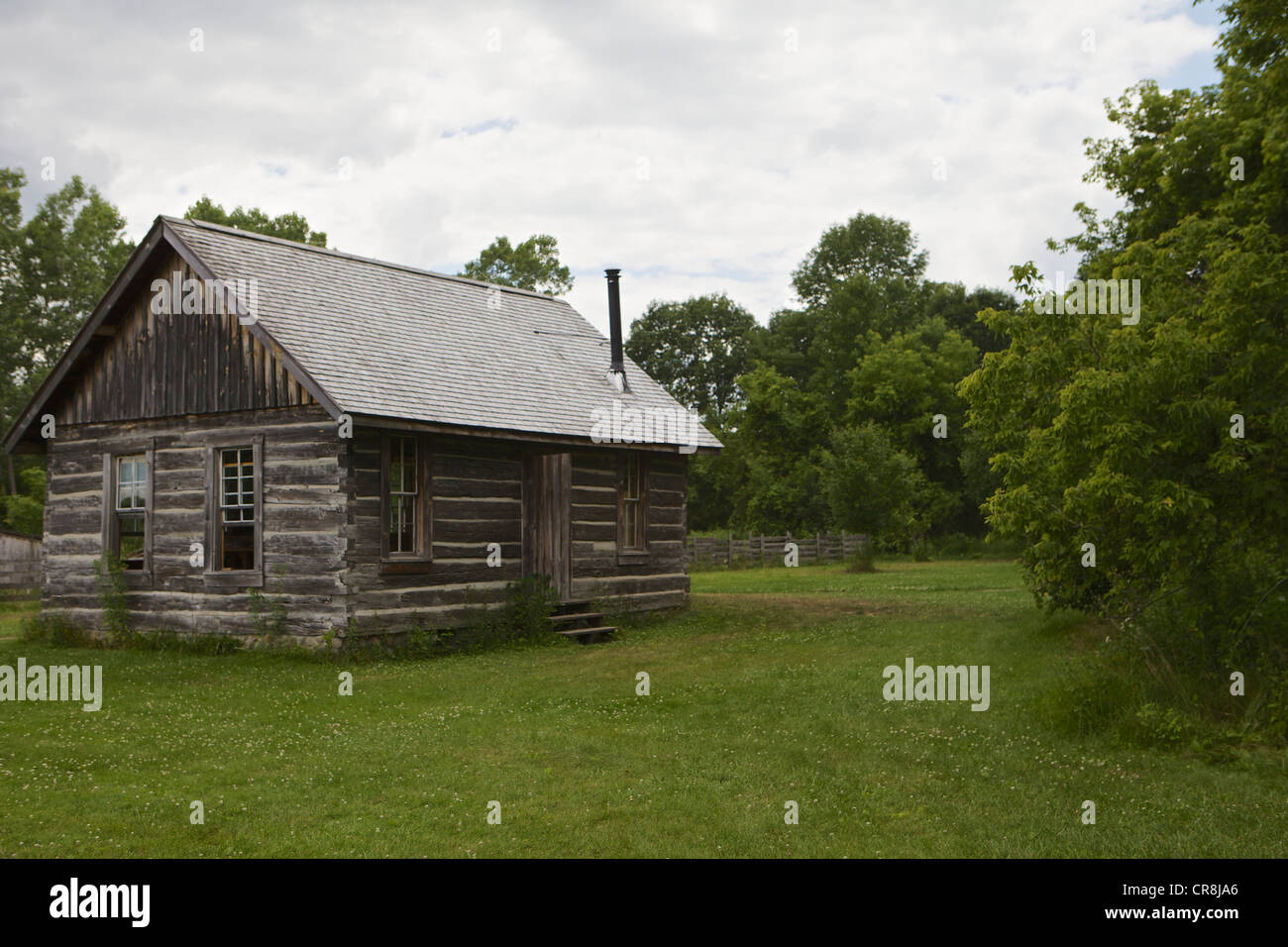 Log cabin schoolhouse at Chippewa Nature Center, Midland, Michigan Stock Photo Alamy