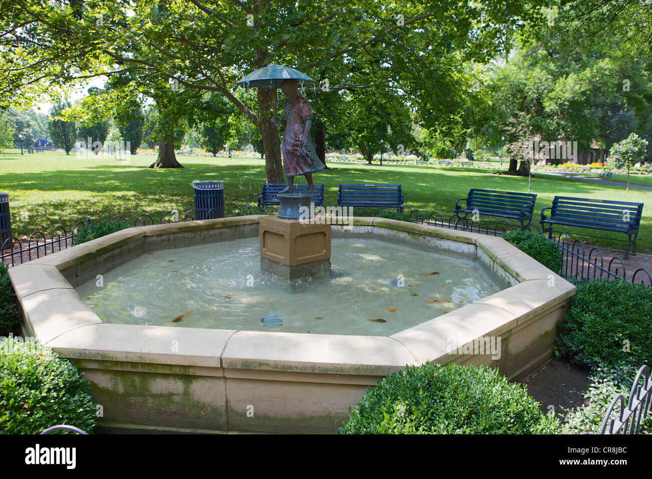 Fountain in Schiller park, Columbus, Ohio Stock Photo