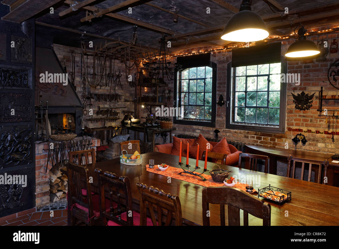 Living area in an old smithy, turned into a romantic holiday home