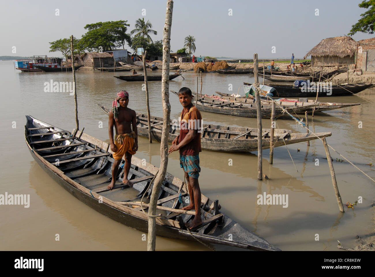 Bangladesh , village Kalabogi at river Shibsha close to bay of bengal, peoples are most affected by climate change Stock Photo