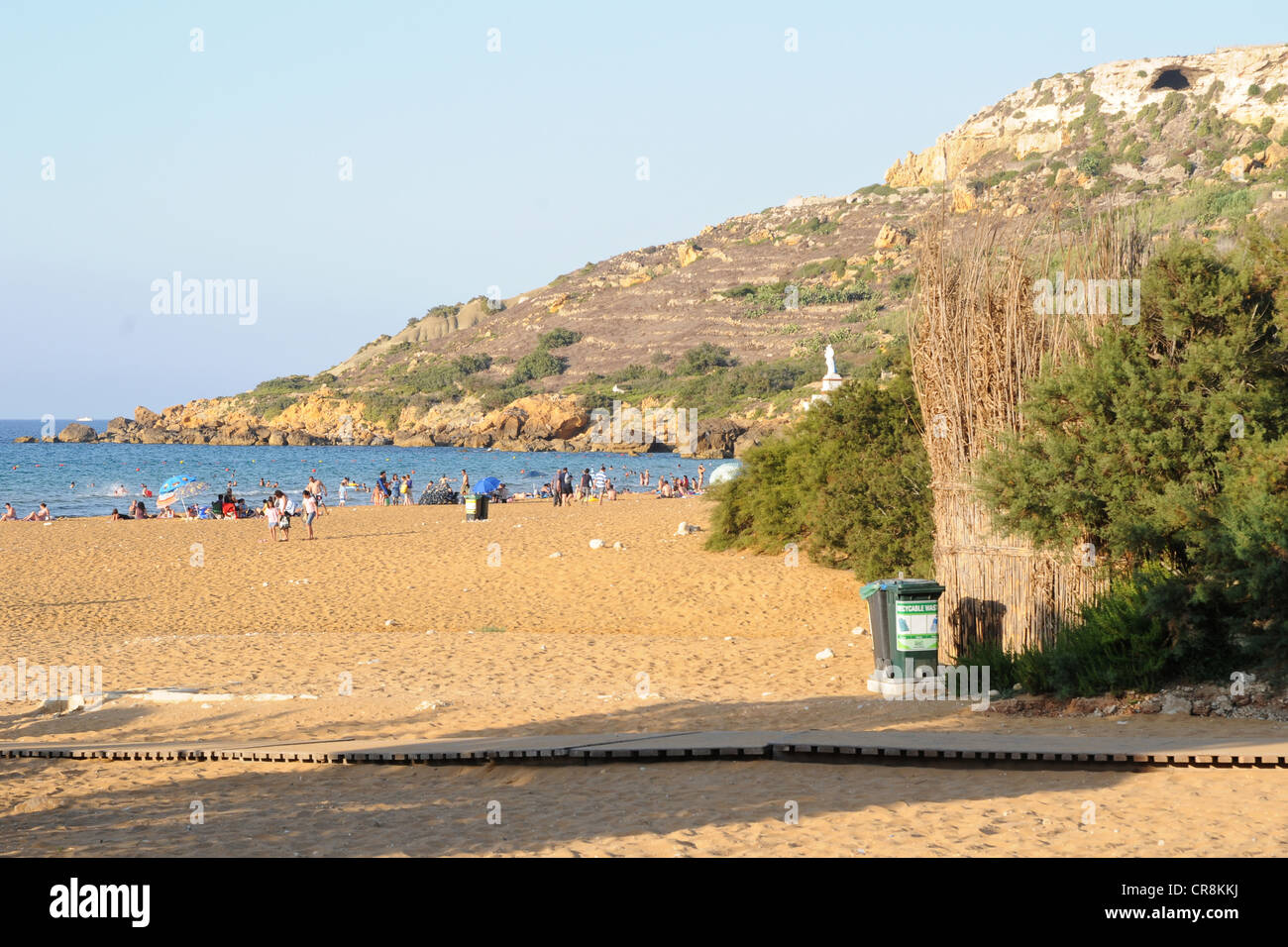 Sandy beach on the island of Gozo called Ramla. Stock Photo