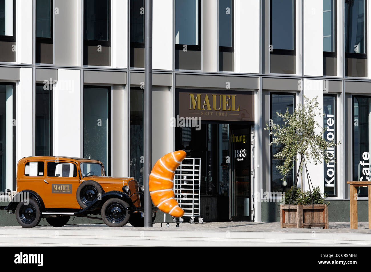 Entrance to the traditional bakery Mauel, Rheinauhafen district