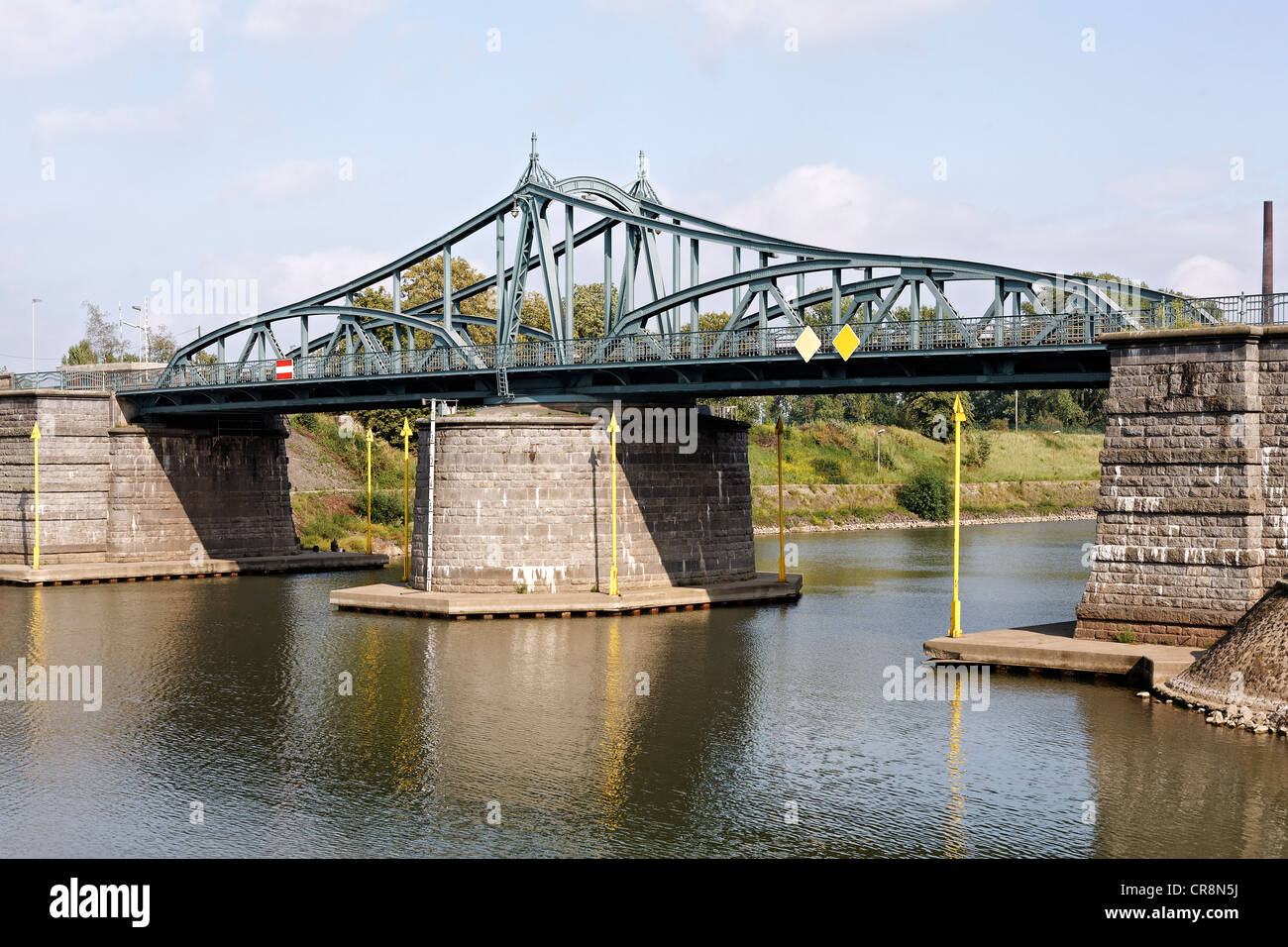 Historic swing bridge in Rheinhafen Krefeld, North Rhine-Westphalia, Germany, Europe Stock Photo