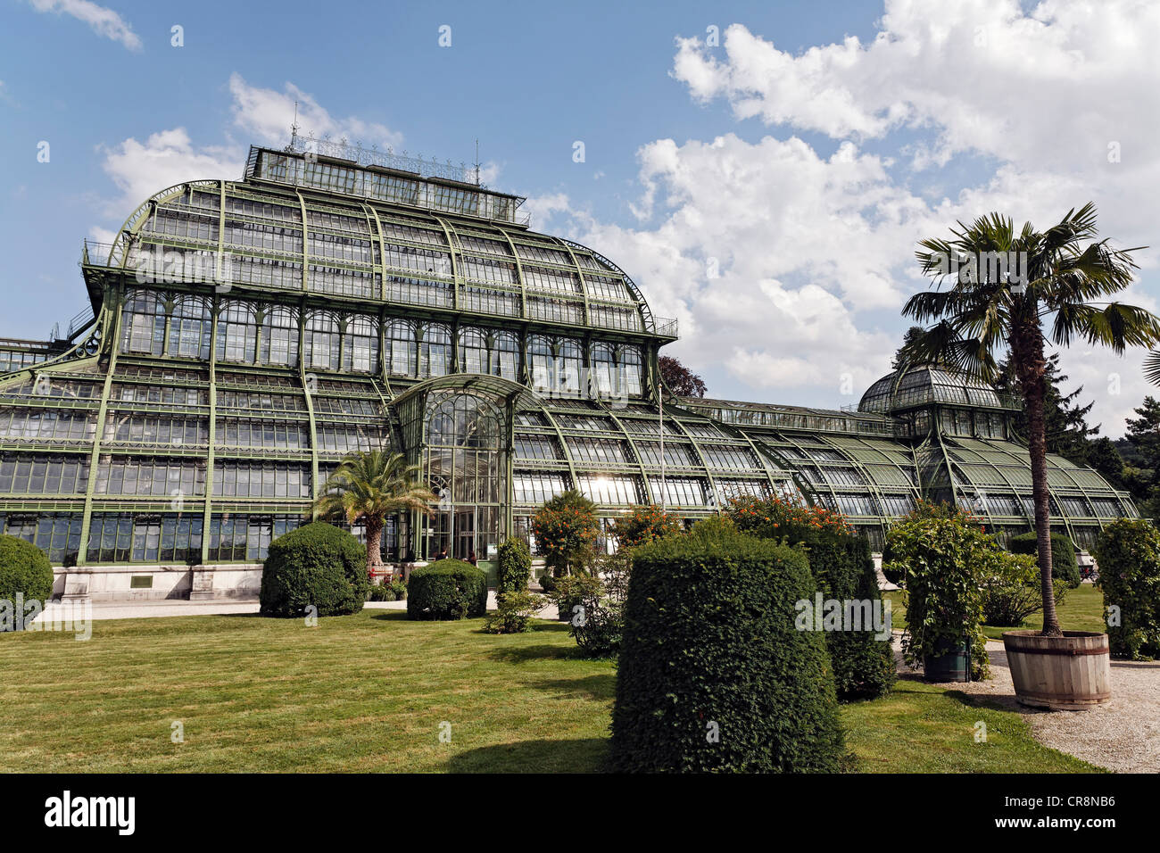 Palmenhaus greenhouse, historic iron structure, Schloss Schoenbrunn palace, Hietzing district, Vienna, Austria, Europe Stock Photo