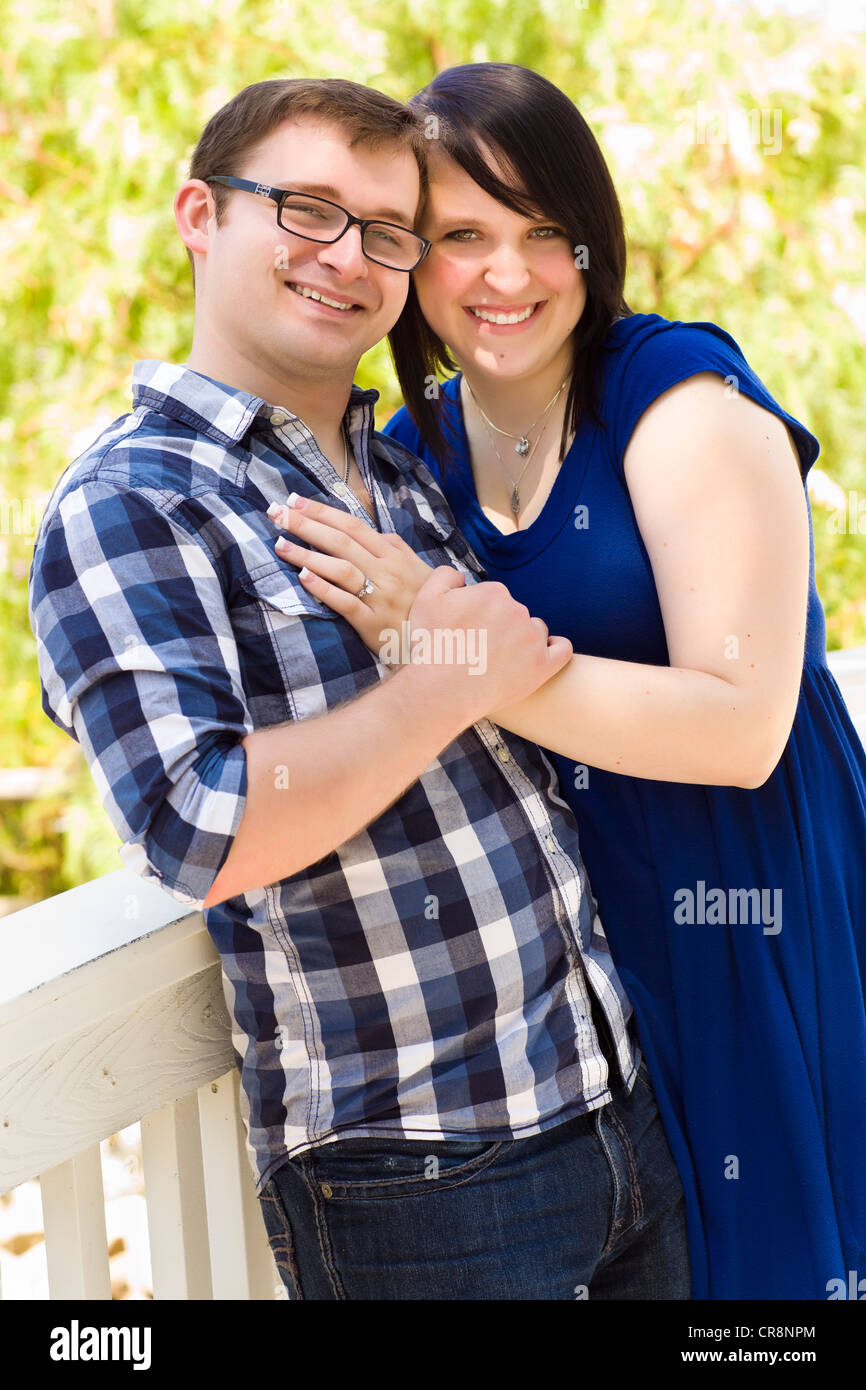 Attractive Young Couple Having Fun Outside in the Park Portrait Stock ...