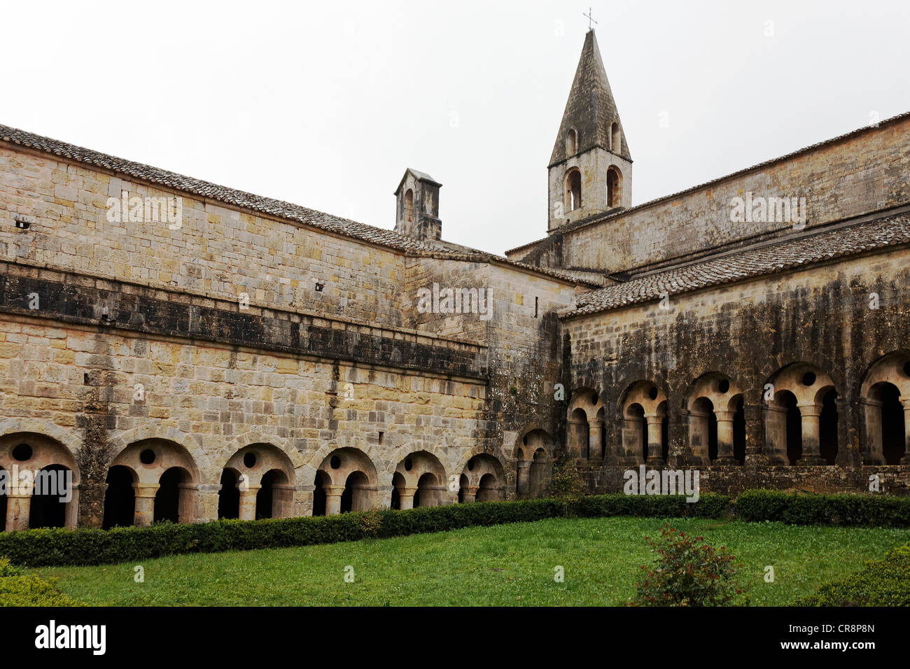 Le Abbey, Romanesque cloister, former Cistercian monastery