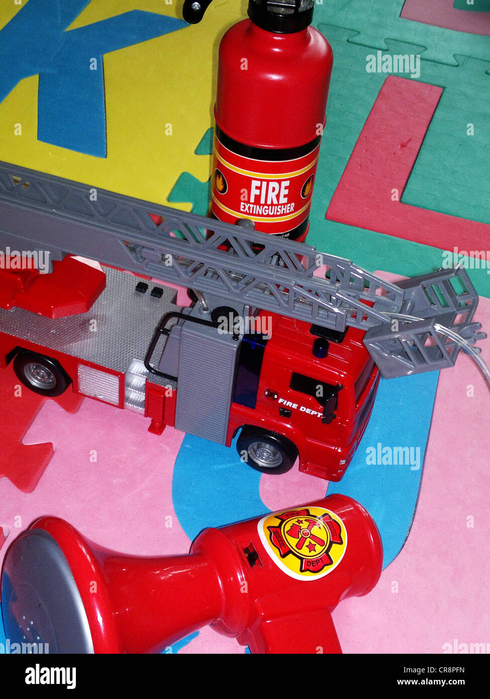 toys fire engine play room Stock Photo