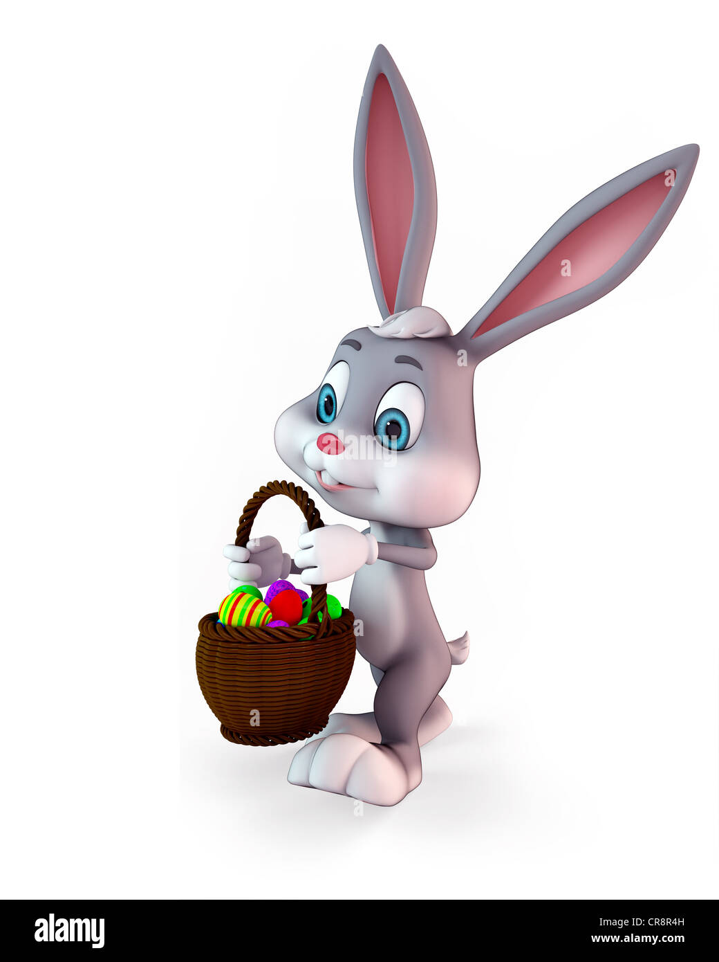 bunny with basket full of eggs Stock Photo - Alamy