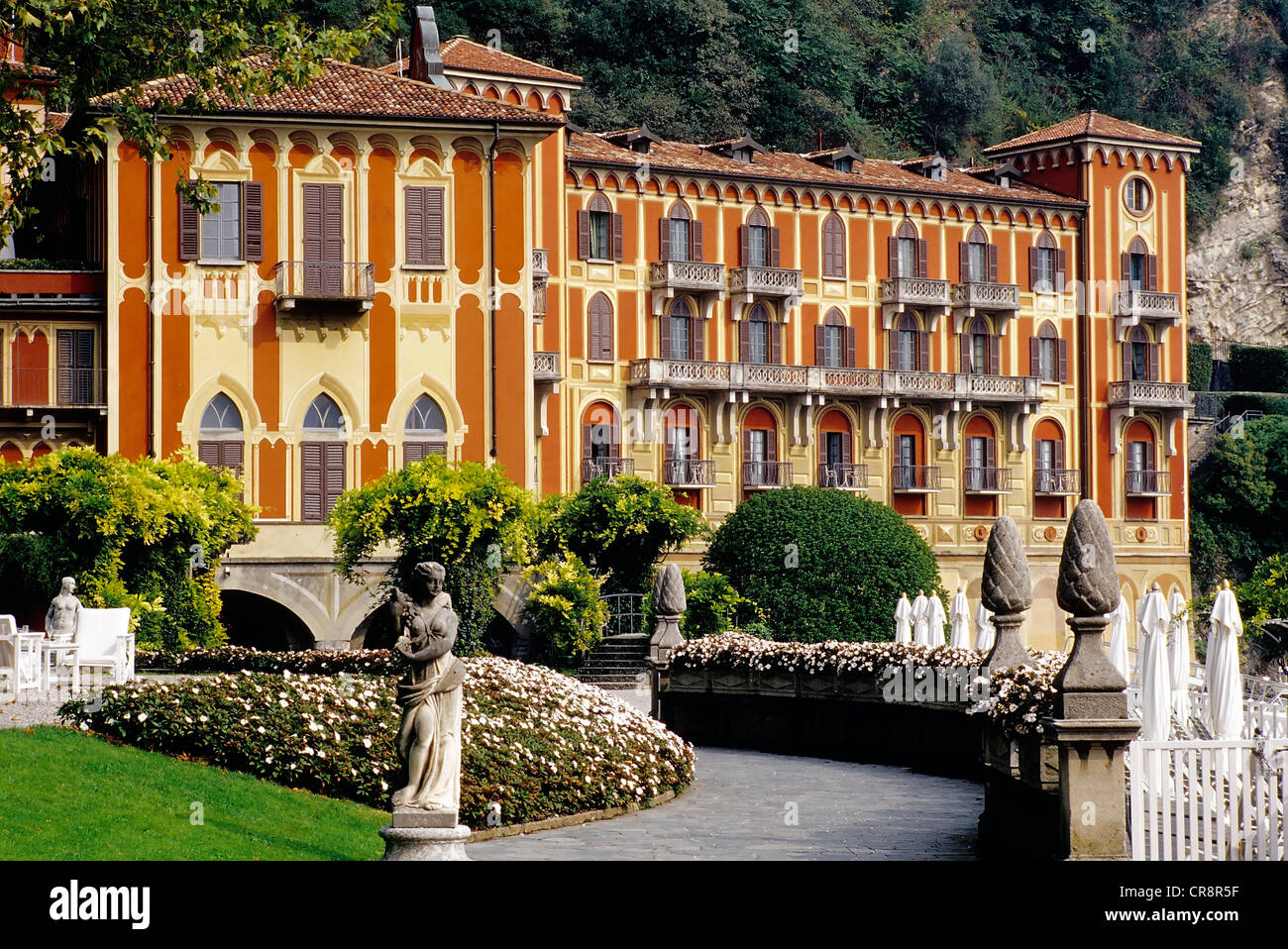 Hotel 'Villa d'Este', gardens with annexe, Cernobbio, Lake Como, Como region, Lombardy, Italy, Europe Stock Photo