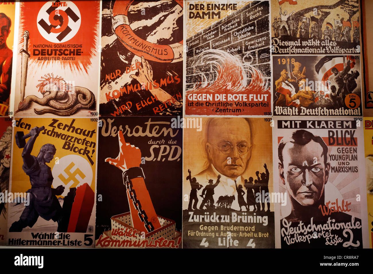Election posters of political parties from 1938, SPD, Communists, German Resistance Memorial, Bendlerblock, Berlin-Mitte Stock Photo