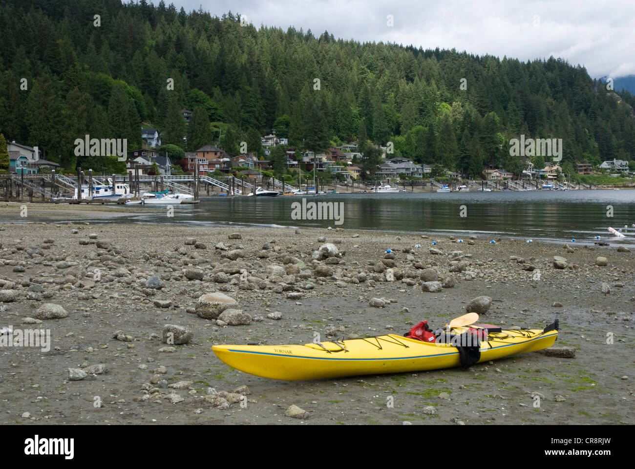 Kayak on the beach, Deep Cove, North Vancouver, British Columbia