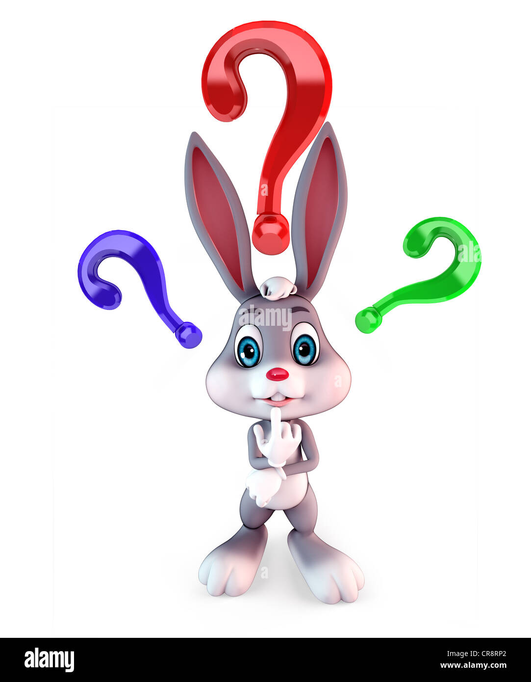 front view of bunny with question mark Stock Photo Alamy