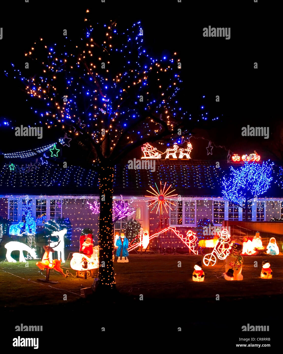 Xmas lights display in Lancashire Stock Photo Alamy