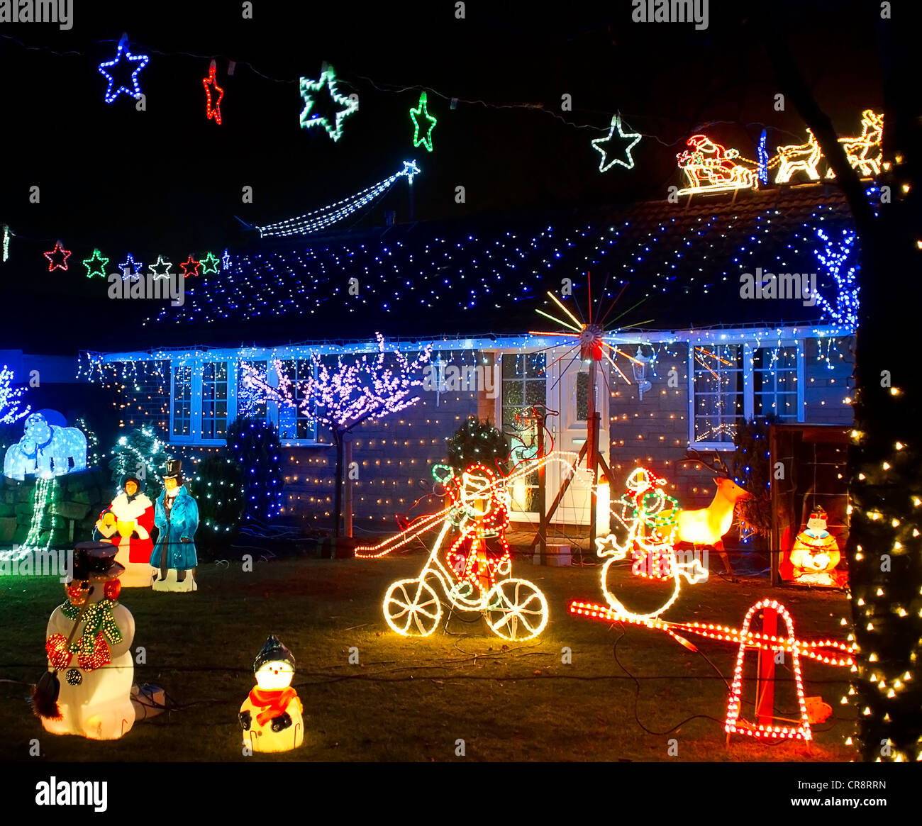 Xmas lights display in Lancashire Stock Photo Alamy