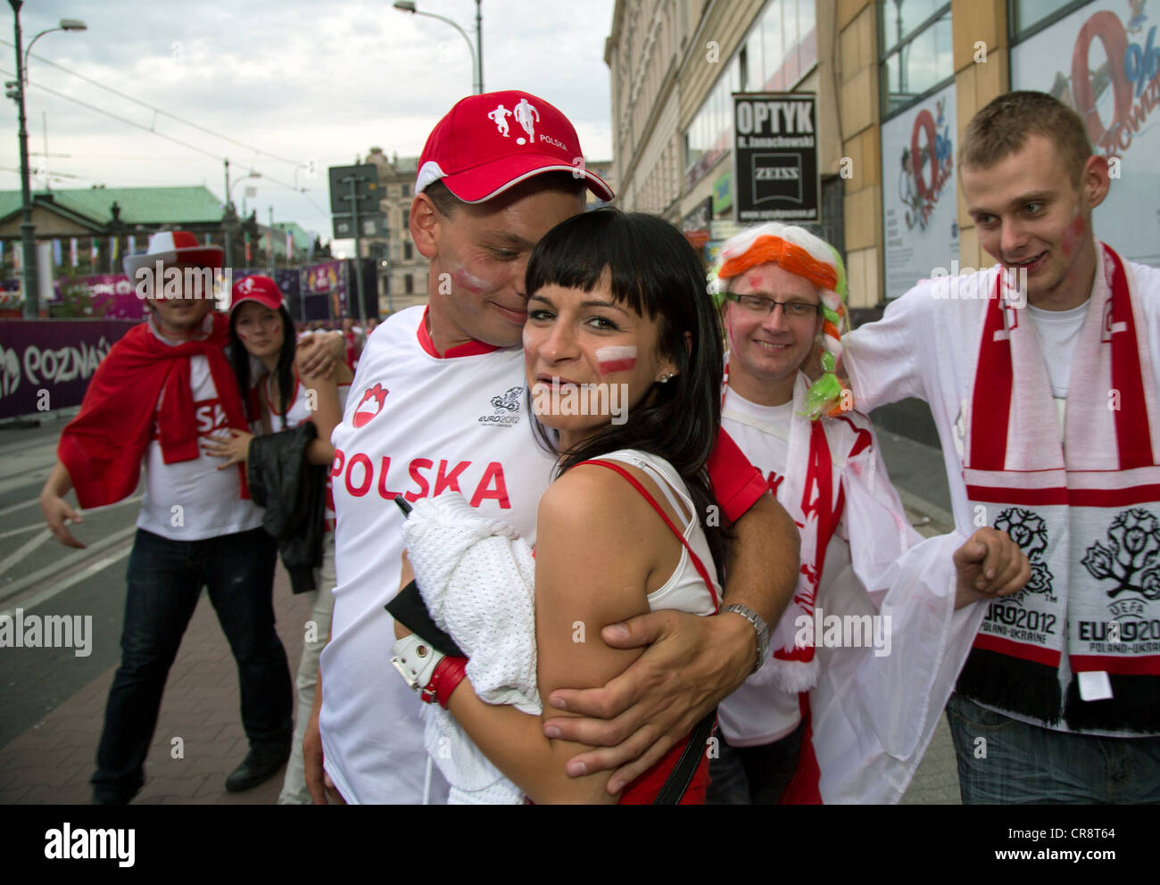 Fans in the Fan Zone after the opening match of the UEFA Euro 2012