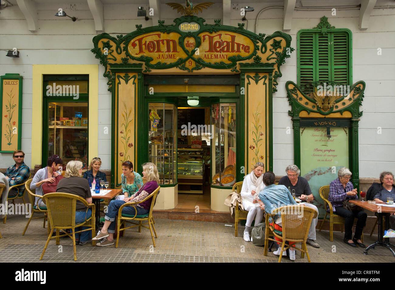 Bakery and cafe 'Forn de Teatro' in Palma de Mallorca, Majorca, Balearic Islands, Spain, Europe Stock Photo