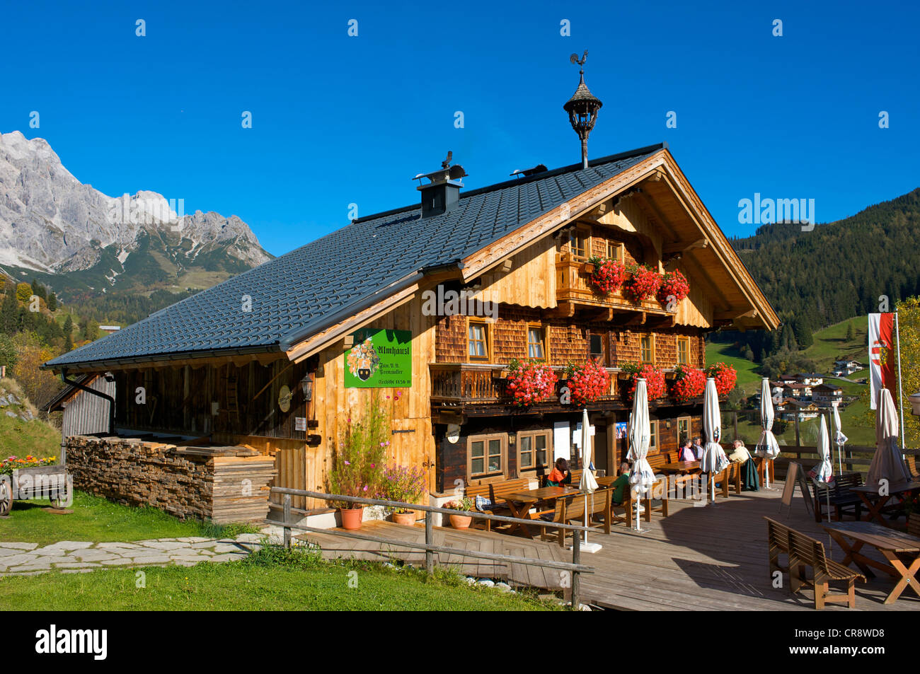 Almhaeusel mountain inn in Dienten, Pinzgau region, Salzburger Land, Austria, Europe Stock Photo