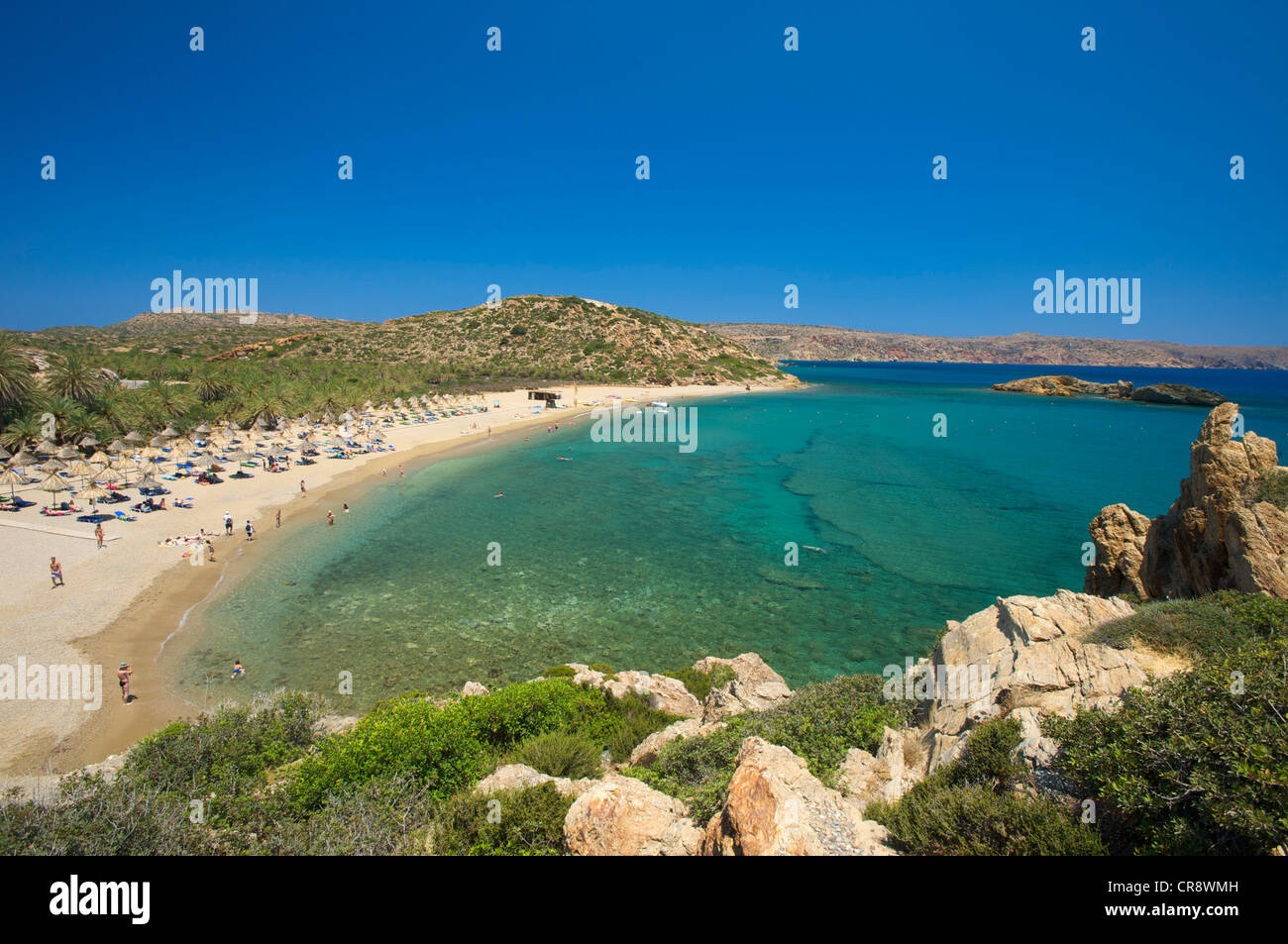 Palm beach of Vai, Crete, Greece, Europe Stock Photo