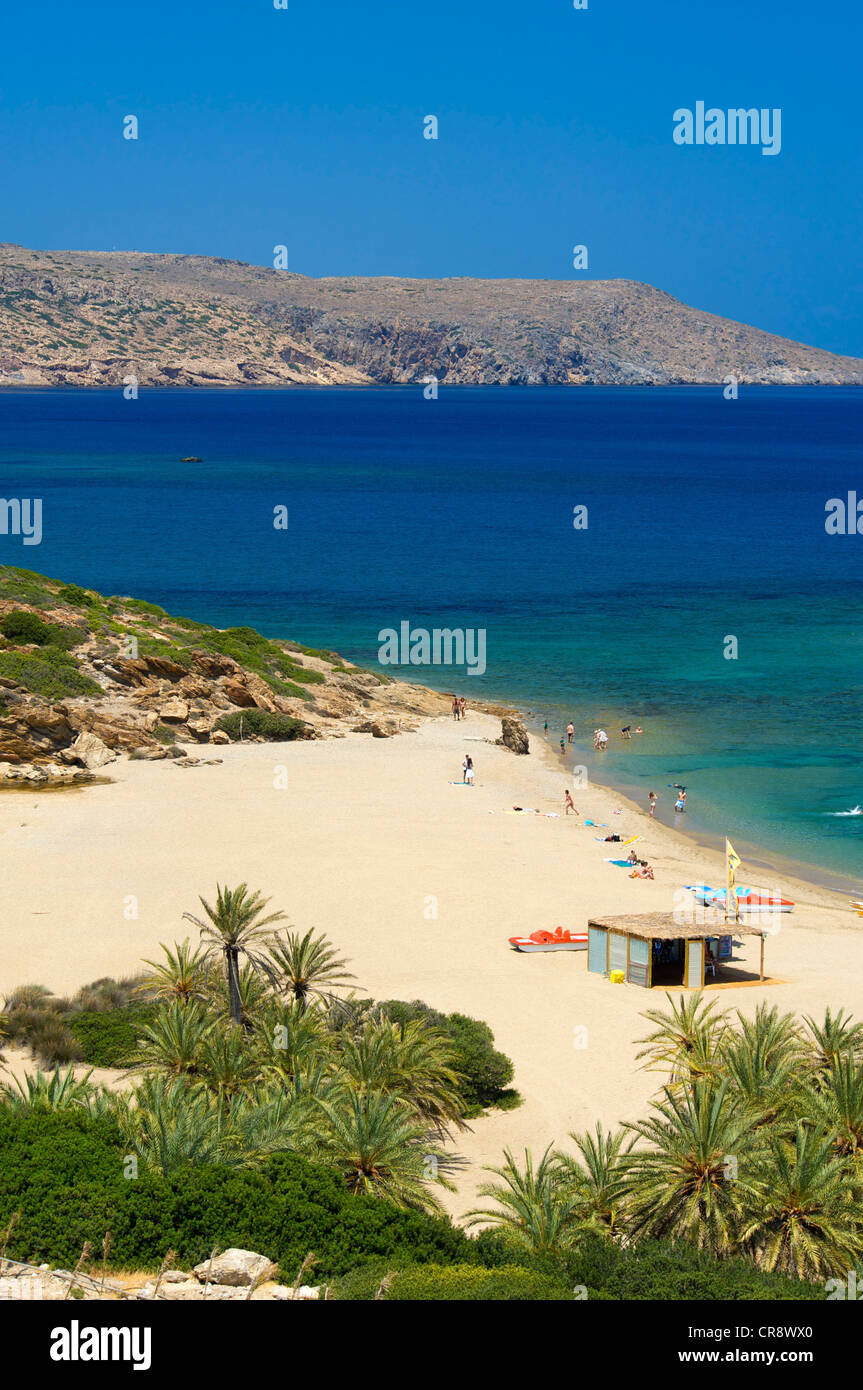 Palm beach Vai, Crete, Greece, Europe Stock Photo
