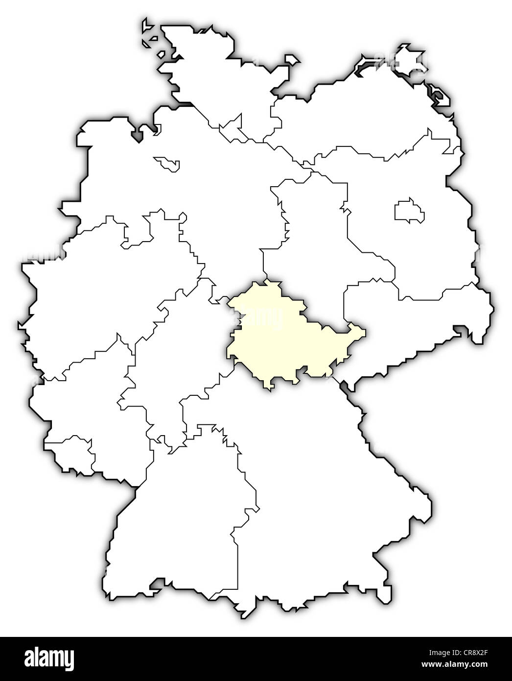 Political map of Germany with the several states where Thuringia is ...