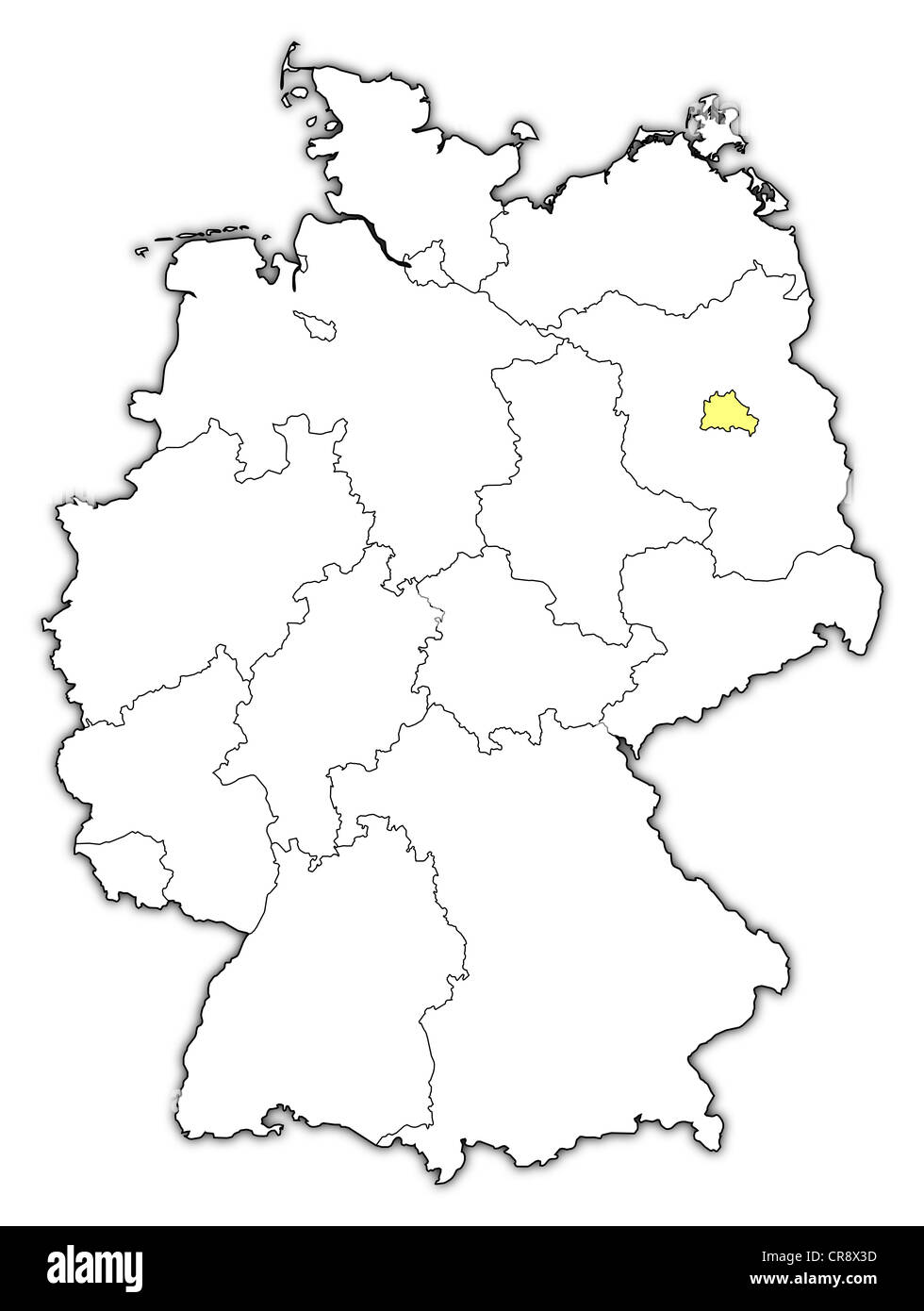 Political map of Germany with the several states where Berlin is