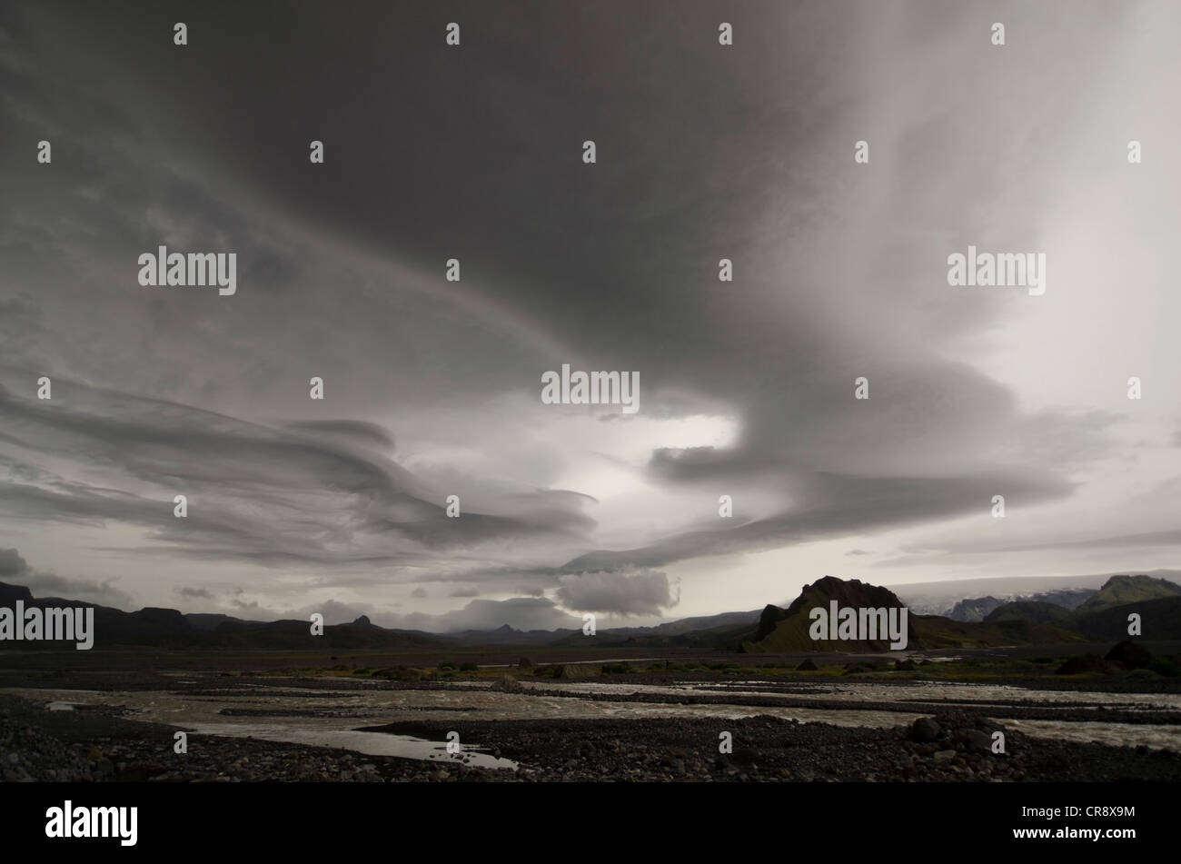Storm clouds over Þórsmoerk Nature Reserve, Iceland, Europe Stock Photo