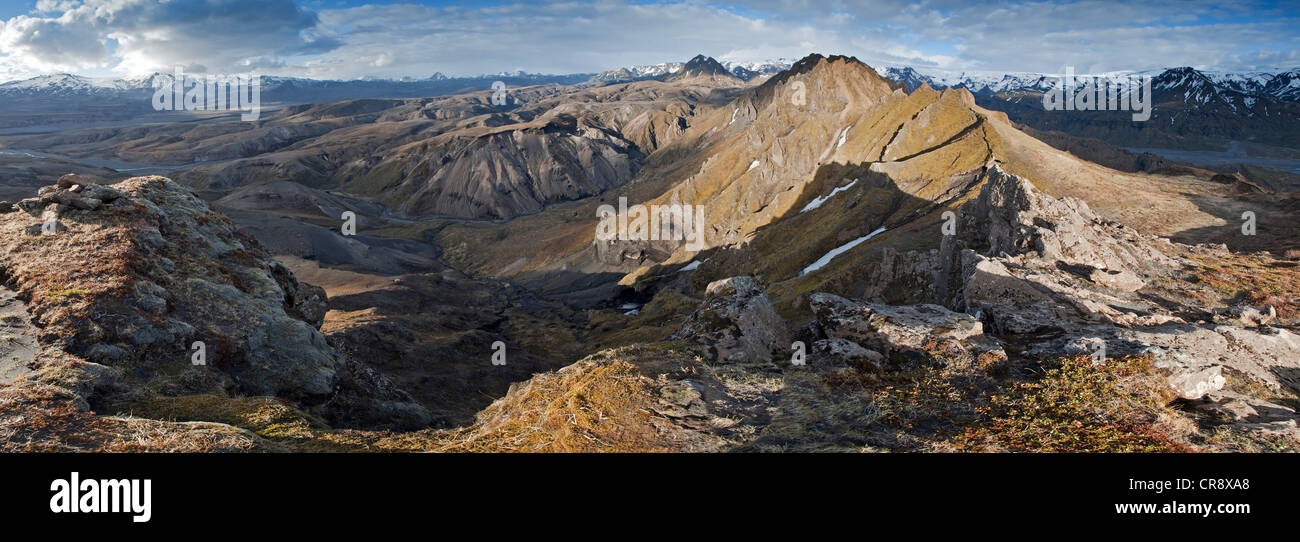 Panorama, Þórsmoerk Nature Reserve, Iceland, Europe Stock Photo