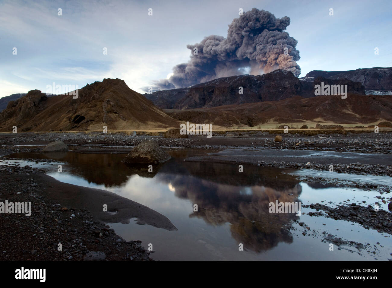 Eruption of Eyjafjallajoekull volcano, Þórsmoerk, Iceland, Europe Stock Photo