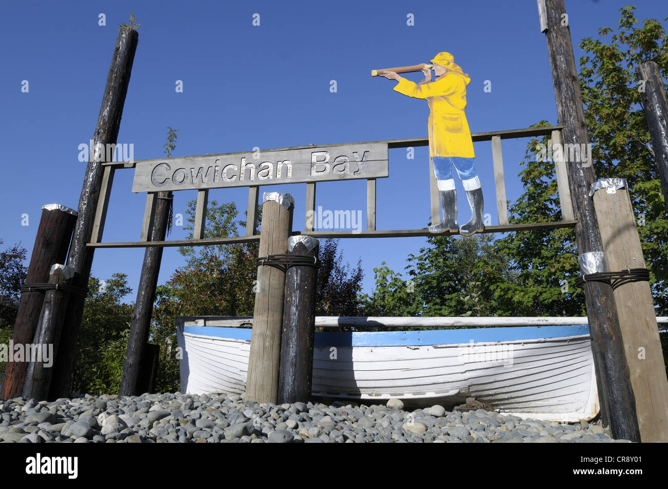 Cowichan Bay sign, Cowichan Bay, Vancouver Island, British Columbia, Canada Stock Photo Alamy