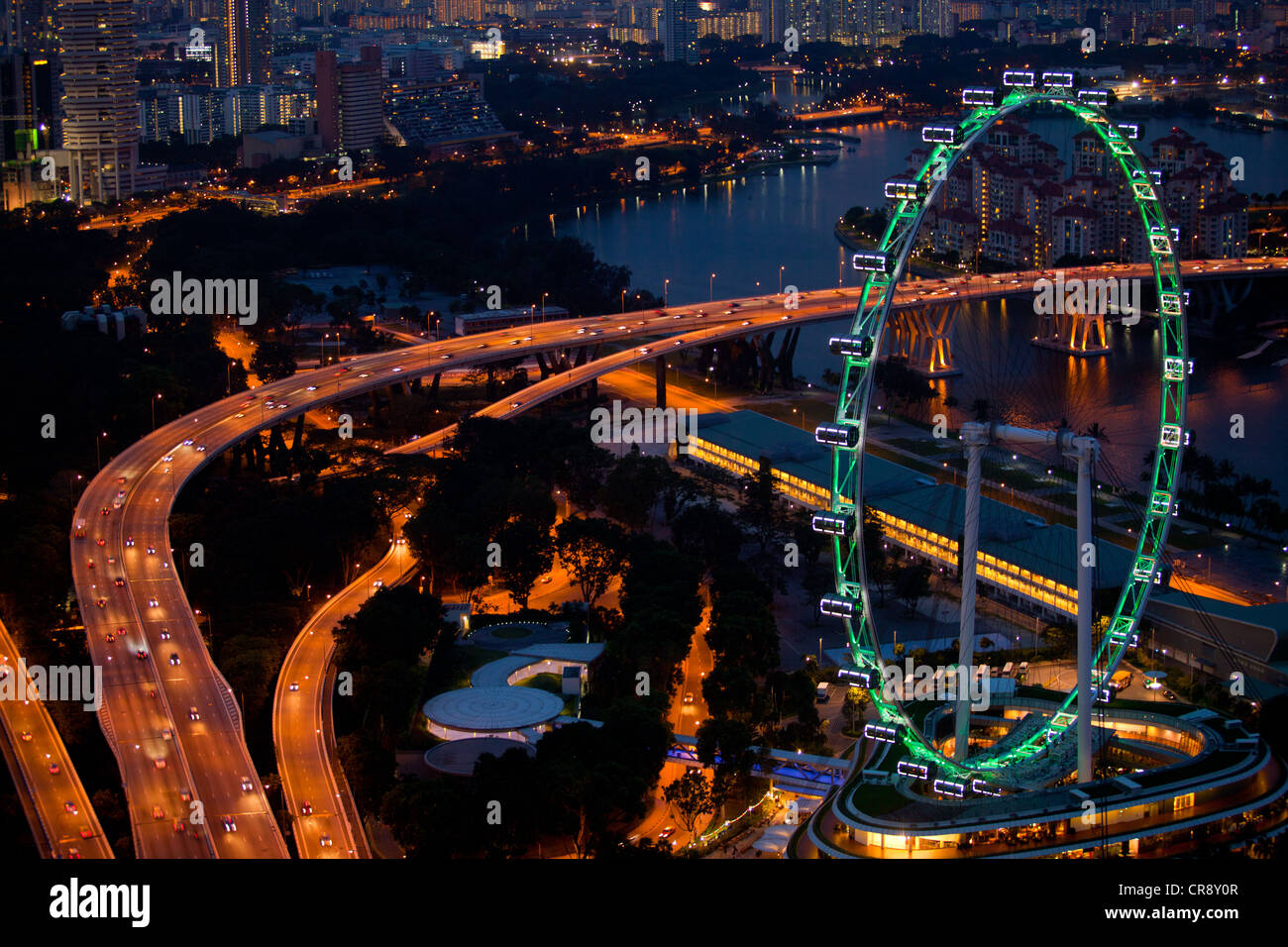 A view of Singapore from roof Marina Bay hotel in the night. Stock Photo