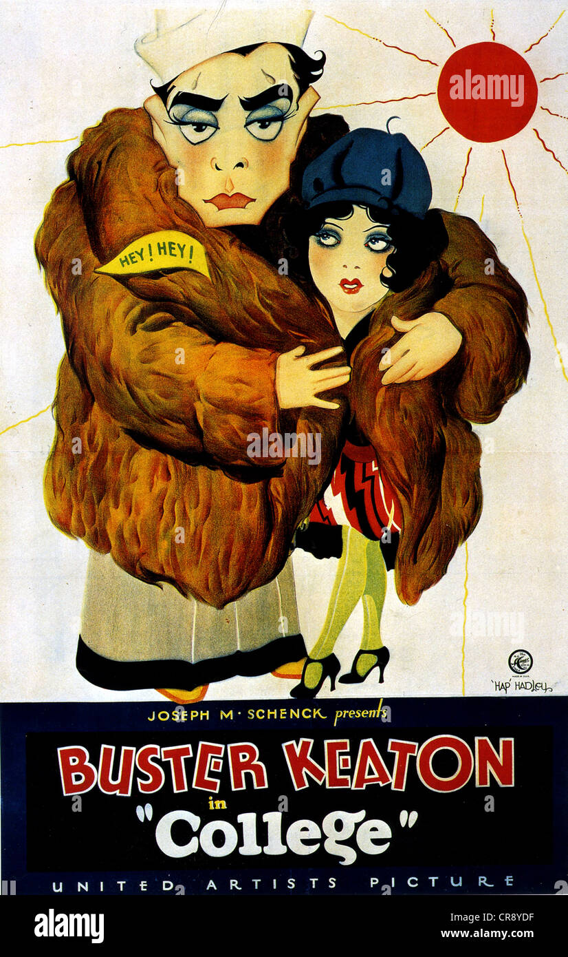 COLLEGE Poster for 1927 United Artists film with Buster Keaton and Anne