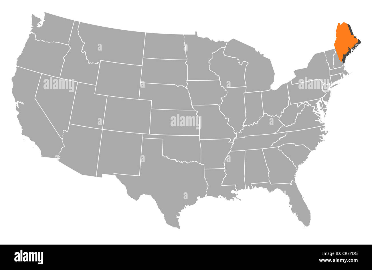 Political Map Of United States With The Several States Where Maine Is Political Map Of United States With The Several States Where Maine CR8YDG 