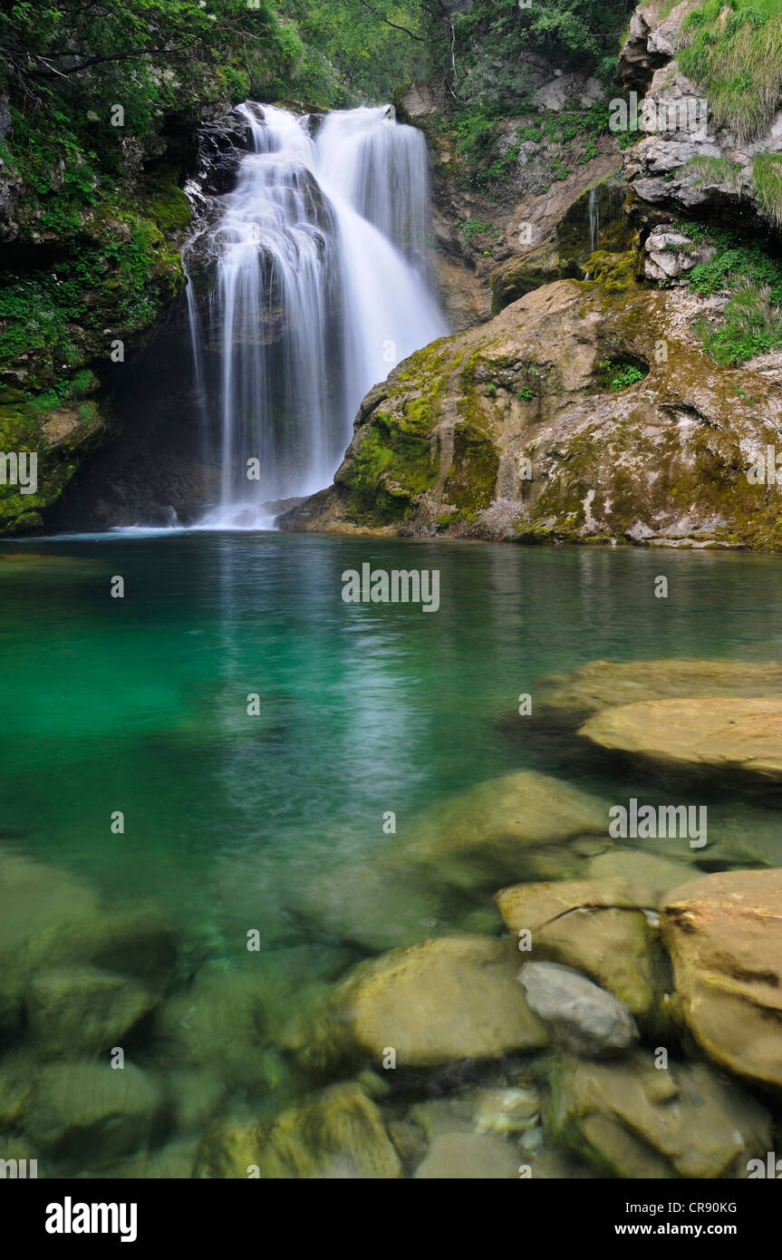 Aeum Waterfall, Radovna River, Vintgar Gorge, Slovenia, Europe Stock Photo