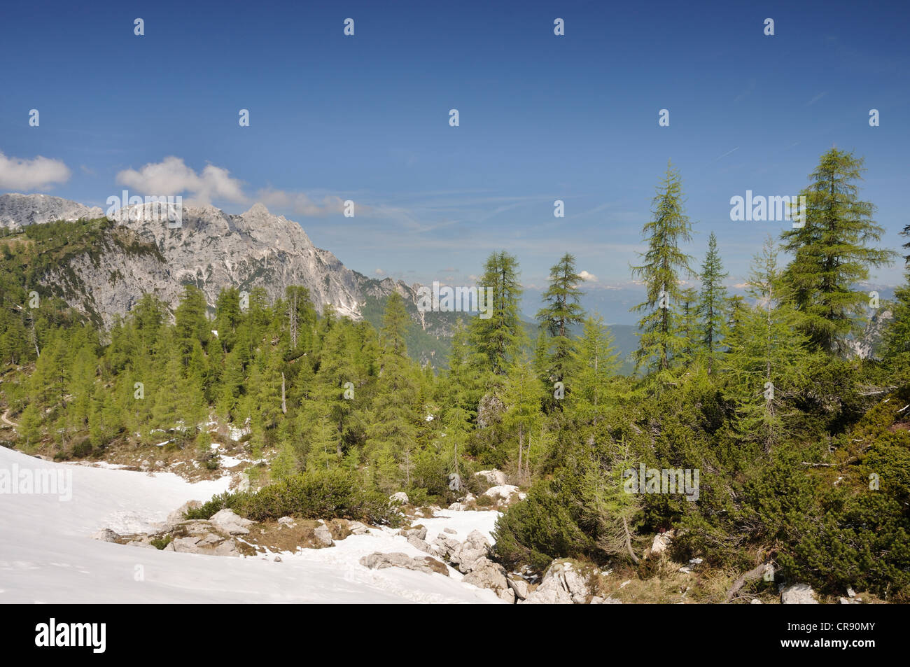 Mountain landscape near Vrsic Pass, Triglav National Park, Slovenia, Europe Stock Photo