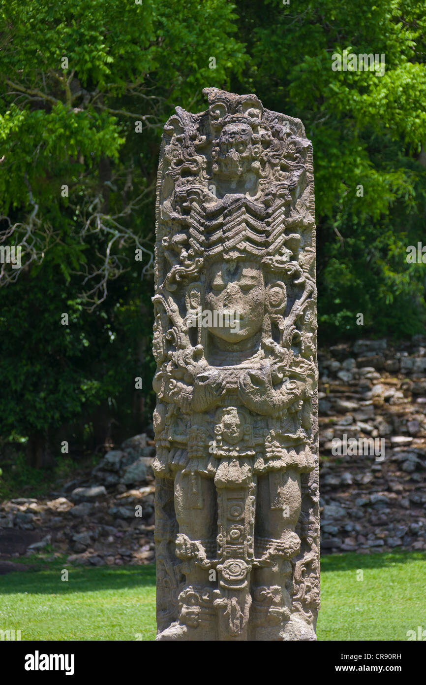 King 18th, Mayan ruins in Copan, UNESCO World Heritage site, Honduras Stock Photo