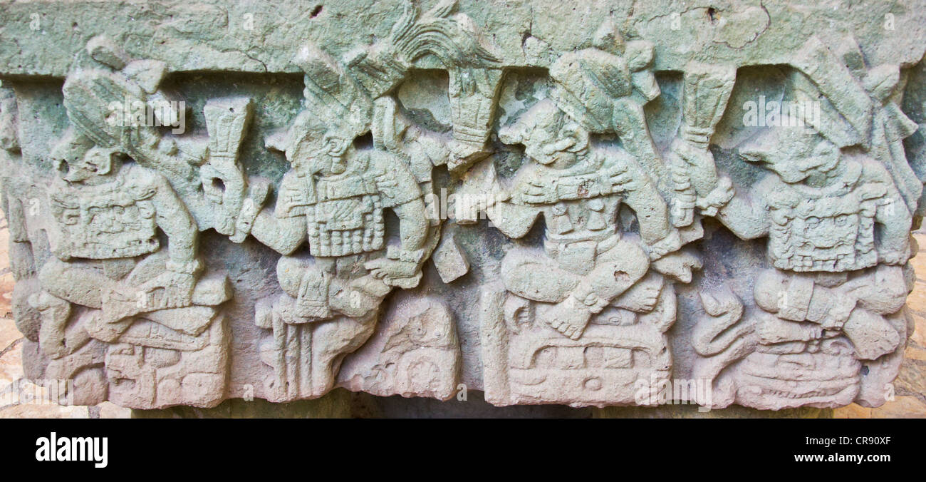 Maya Altar in Copan Ruins, Maya Site of Copan, UNESCO World Heritage site, Honduras Stock Photo