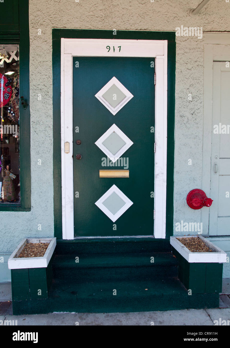 Former door to Shorty's Bar where Al Capone played Pool while in Melbourne, Florida in the Myles building built in 1913 Stock Photo