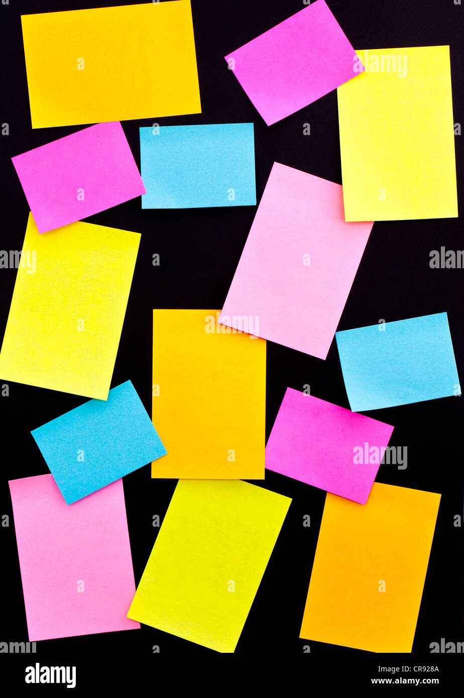 post it on black board, for use of taking notes, or authors declare. Stock Photo