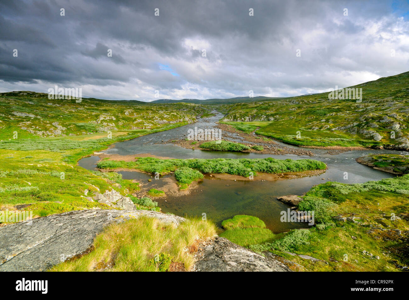 River on a plateau near the Hardangervidda, Norway, Scandinavia, Europe Stock Photo