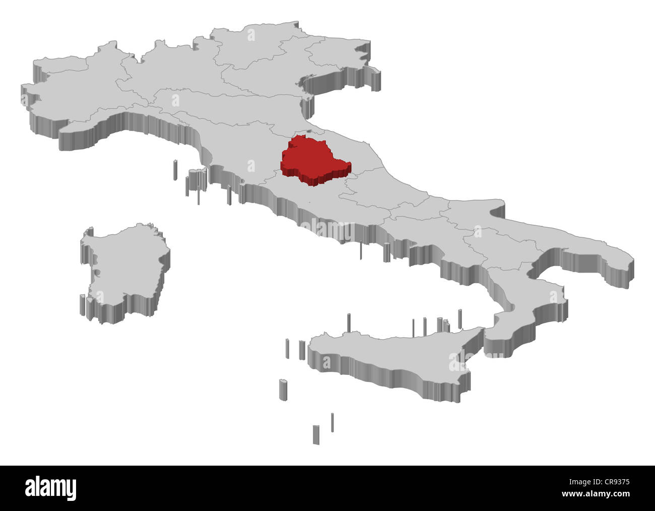 Political Map Of Italy With The Several Regions Where Umbria Is Political Map Of Italy With The Several Regions Where Umbria Is Highlighted CR9375 